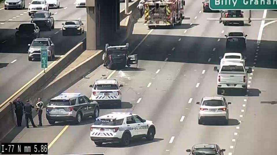 Interstate 77 Crash in South Charlotte – One Person to Face Charges After Rollover Incident